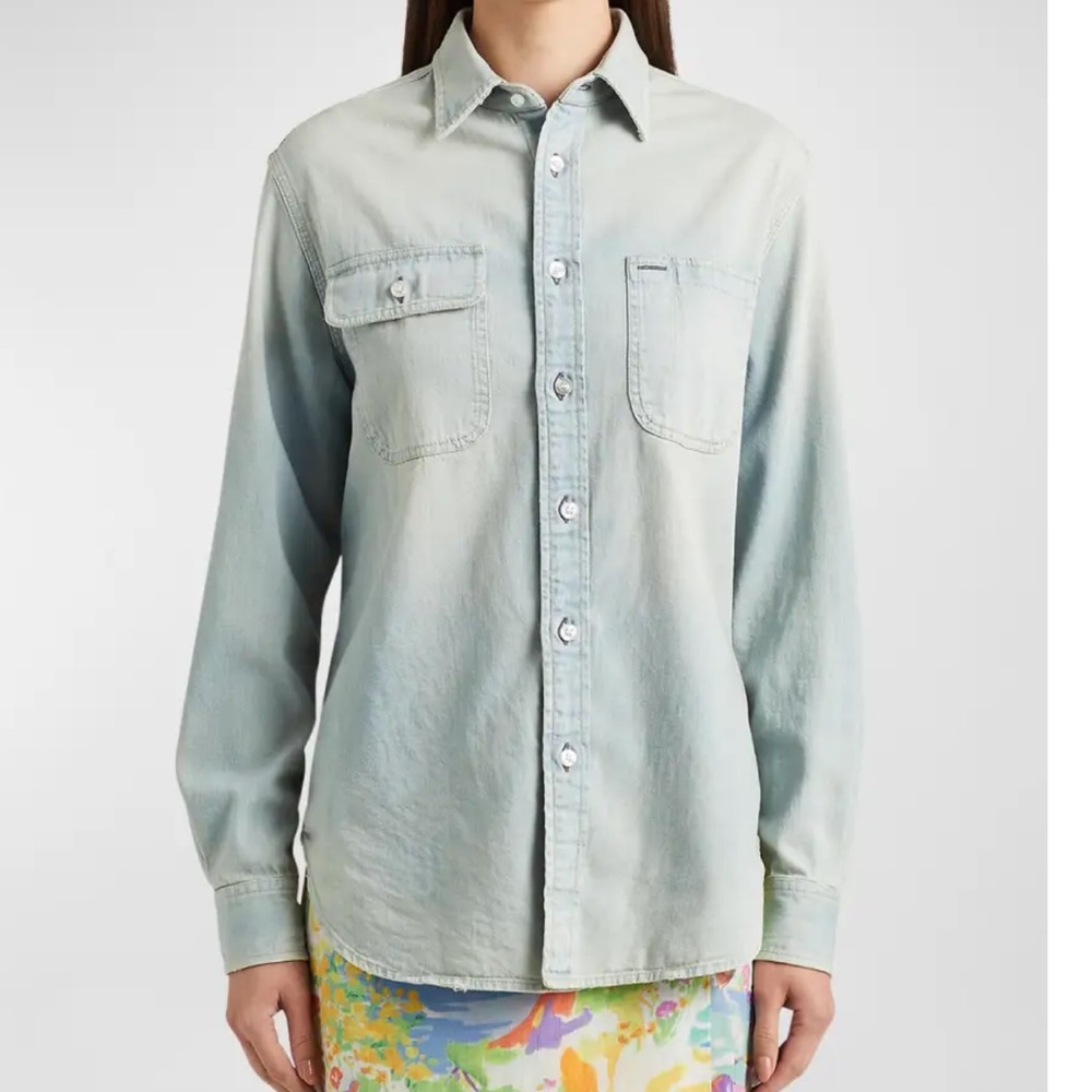 Tamia Cotton Denim Shirt Ralph Lauren Purple Label NWOT